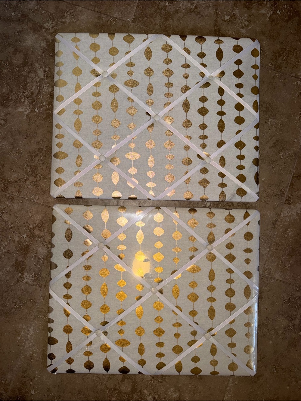 Retro Gold Pattern Fabric Wall Photo Memo Board